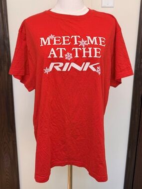 PINK Victoria's Secret Red Meet Me At The Rink Graphic Tee
